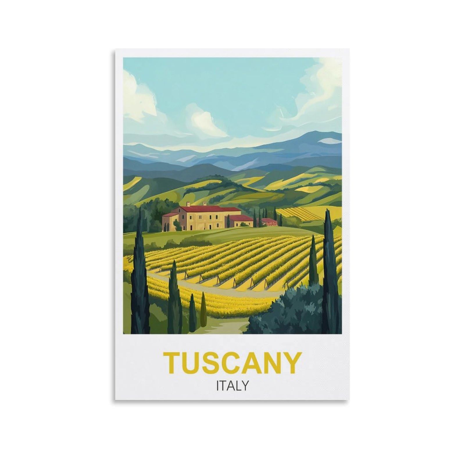 XLLYXYGJQ Tuscany Italy Vintage Travel Posters 12x18inch(30x45cm) Canvas Wall Art Poster Print Artwork Painting Picture for Home Decoration Living Room Office Bedroom