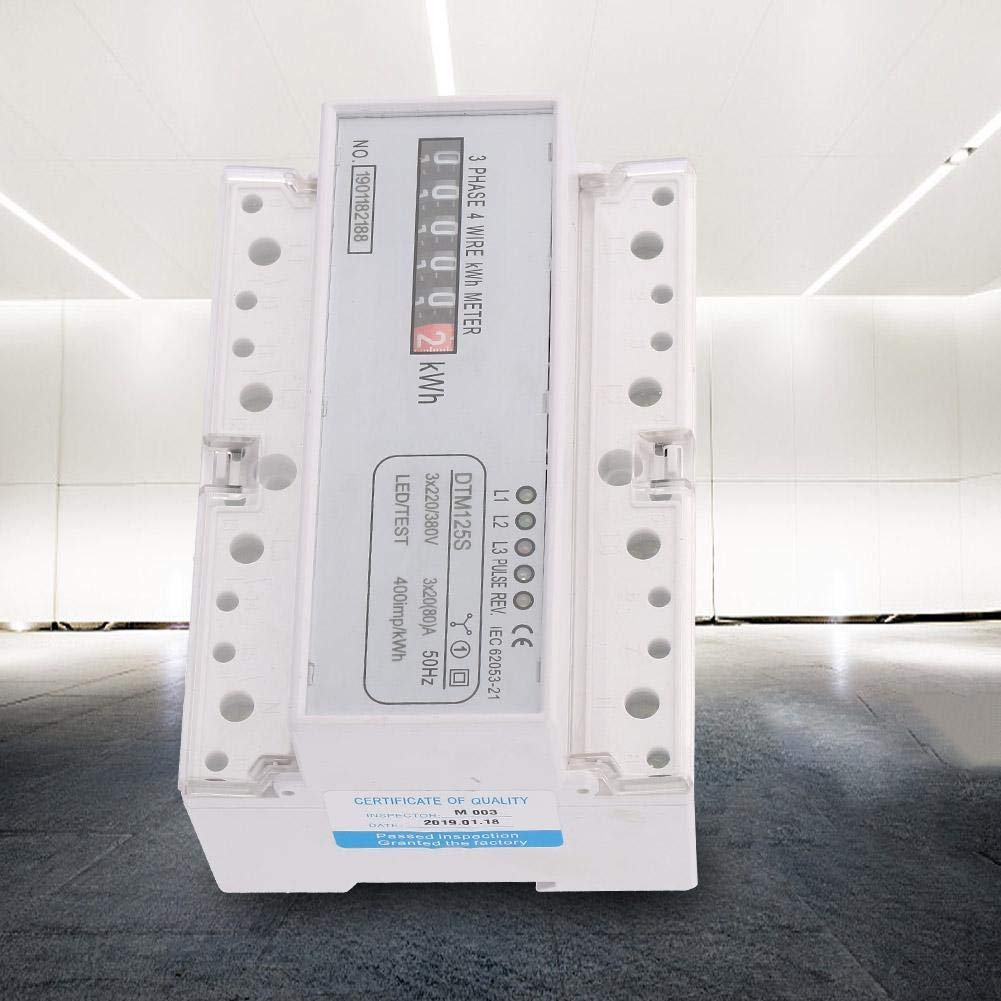 Keenso DTM125S Hutschiene Drehstromzähler, 220 / 380V 20-80A Dreiphasiger elektronischer Stromzähler 35mm Hutschiene Leistungsmesser Digital Stromzähler