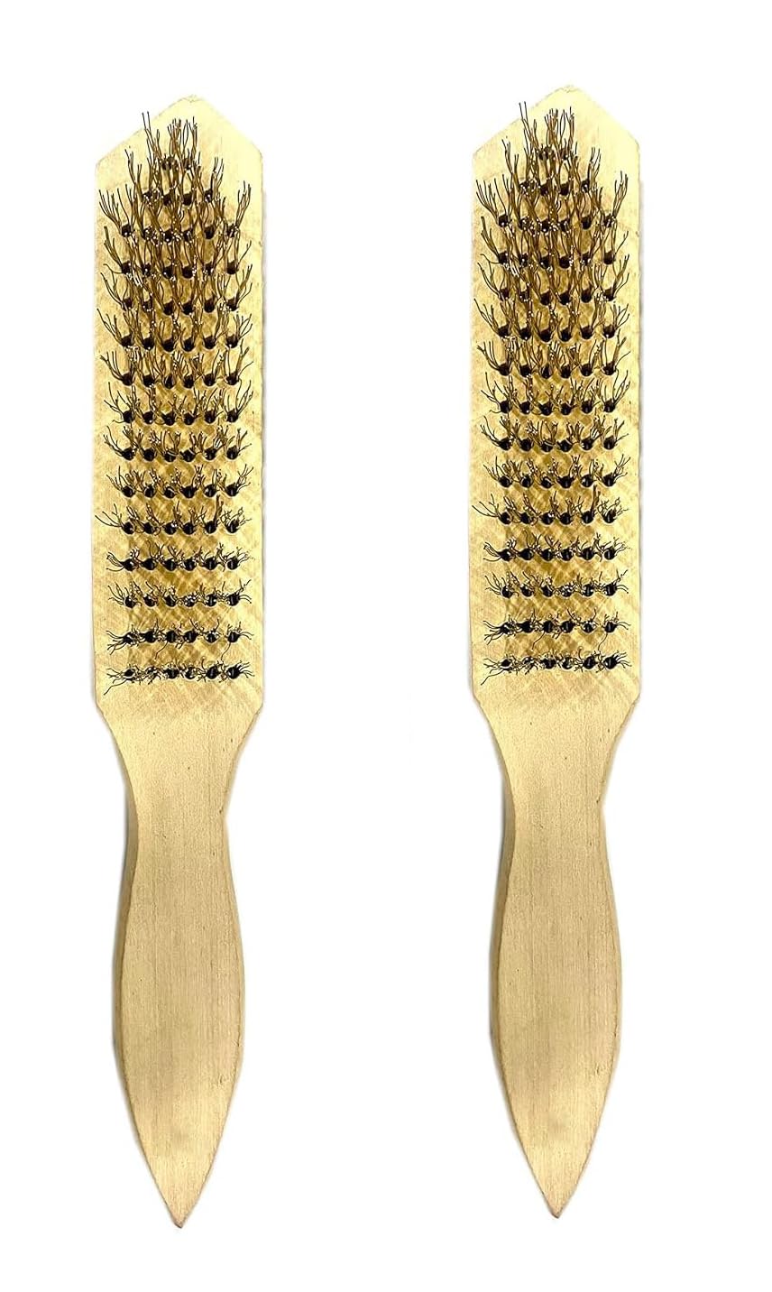 Inditrust Carbon Steel Wire Hand Brush 10 inch length Wooden handle (2pcs)-picture-0