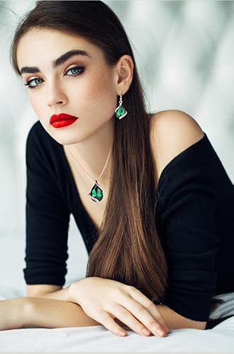 Vista 2 de FUNOJOY Juego de joyas para mujer, regalo para el día de San Valentín, collar y aretes de cristal en forma de corazón