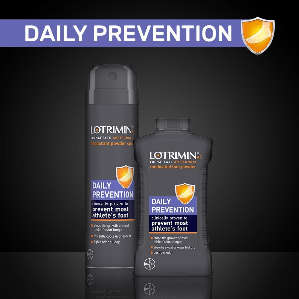 Lotrimin AF Athlete's Foot Daily Prevention Medicated Foot Powder, Tolnaftate Antifungal, Clinically Proven Prevention of Most Athlete's Foot, 3 Ounce (90 Grams) Bottle (Pack of 3) : Health & Household
