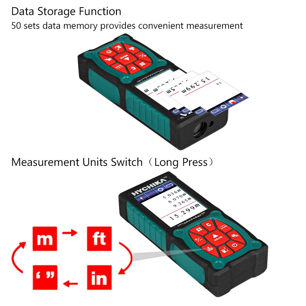 Laser Measure, HYCHIKA Digital Measure Laser Distance Meter 60m