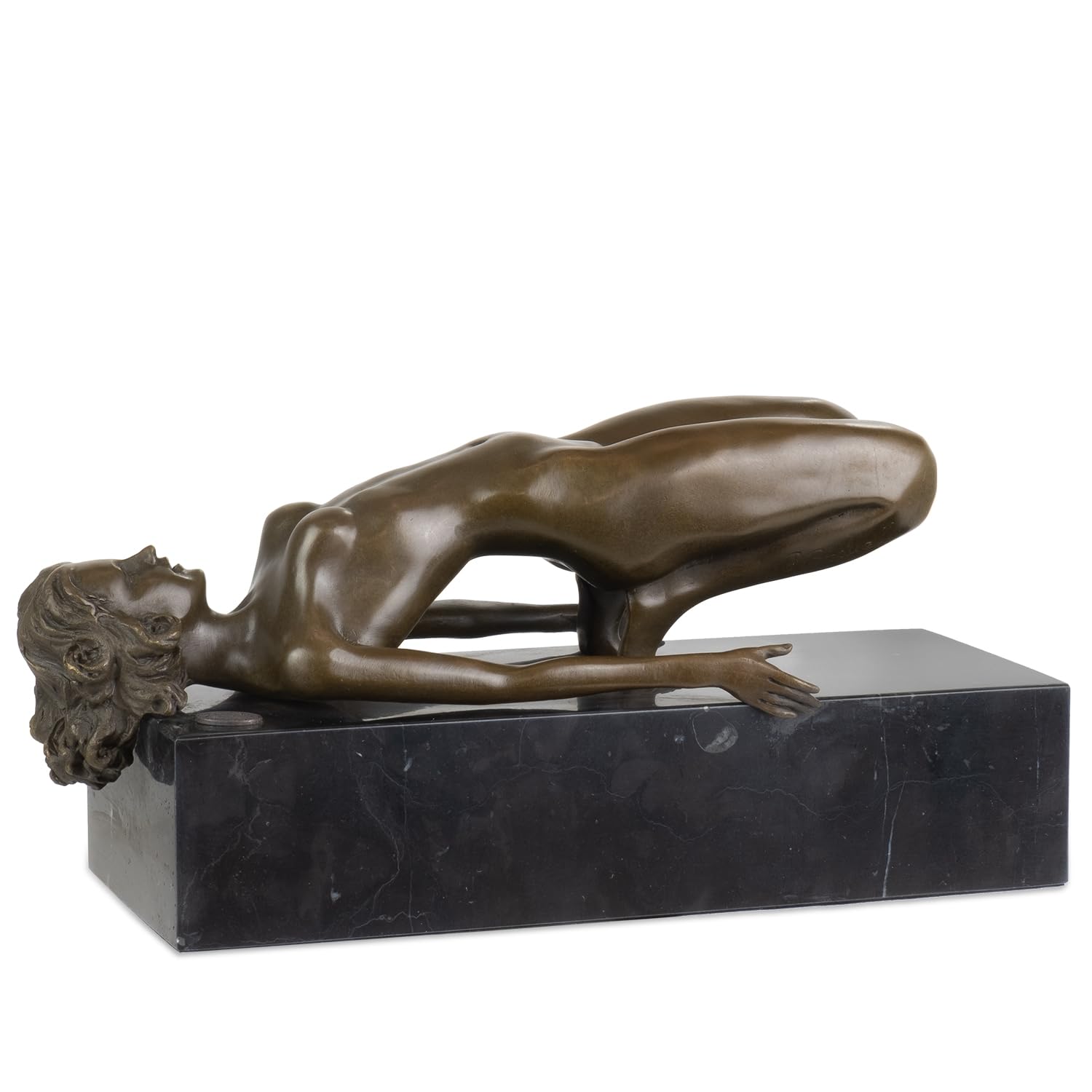 Moritz Elegante Bronze-Skulptur weiblicher Akt auf Marmorsockel - Kunstvolle Darstellung Einer liegenden Frau, Ausdruck von Schönheit und Harmonie, 24,5 cm