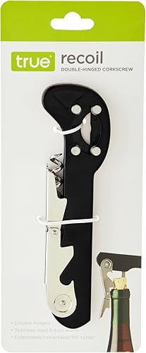 Miniatura 7 de True Recoil Waiters - Sacacorchos para vino, acero inoxidable duradero con abridor de botellas integrado y cortador de papel de aluminio de 4 ruedas