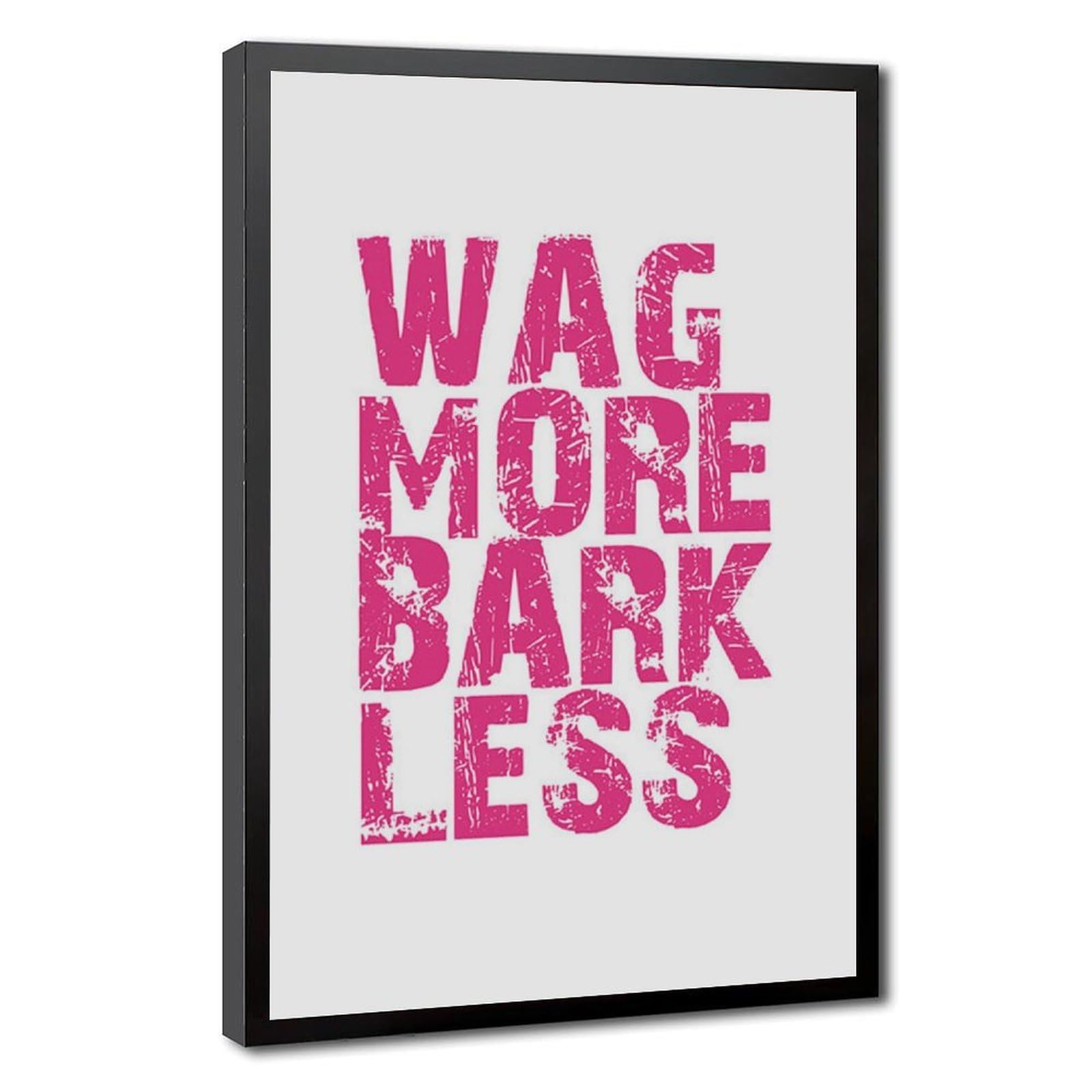 Mnyuein Wag More Bark Less Poster Motivational Quotes Canvas Poster Bedroom Decor Sports Landscape Office Room Decor Gift Black Frame 24" L X 36" W