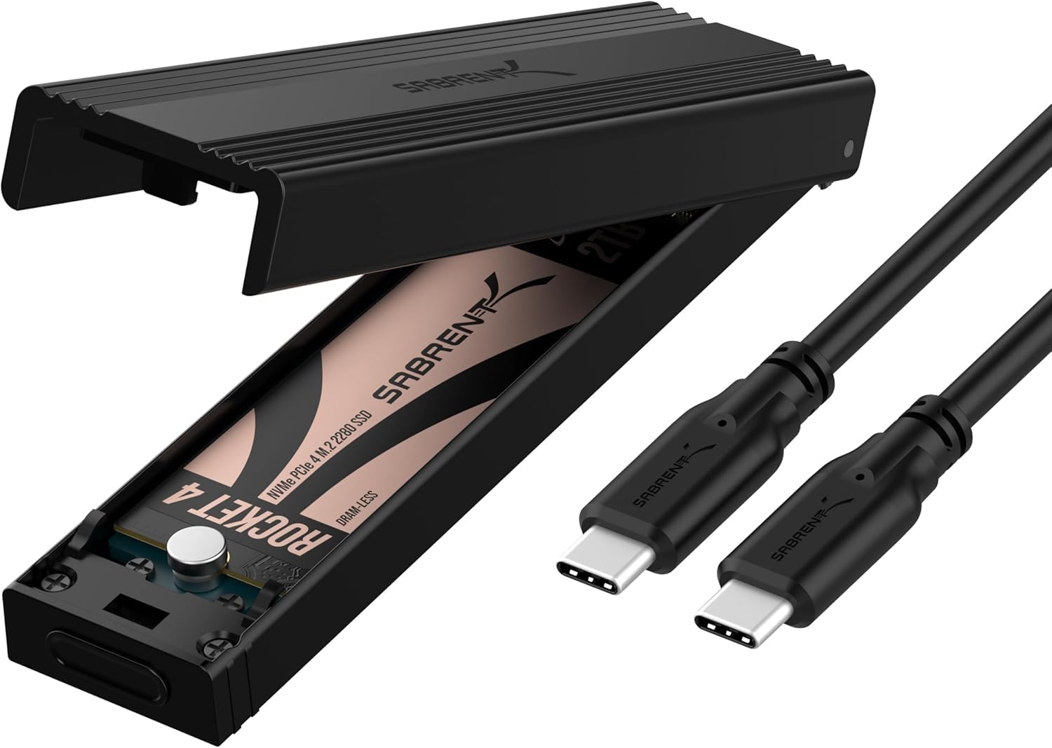 SABRENT Case SSD M2 NVMe, USB 3.2 Gen 2 10Gbps Type C, Esterno Enclosure, Adattatore M-Key, M più B Key per M.2 PCIe SATA SSDs (EC-SNVE)