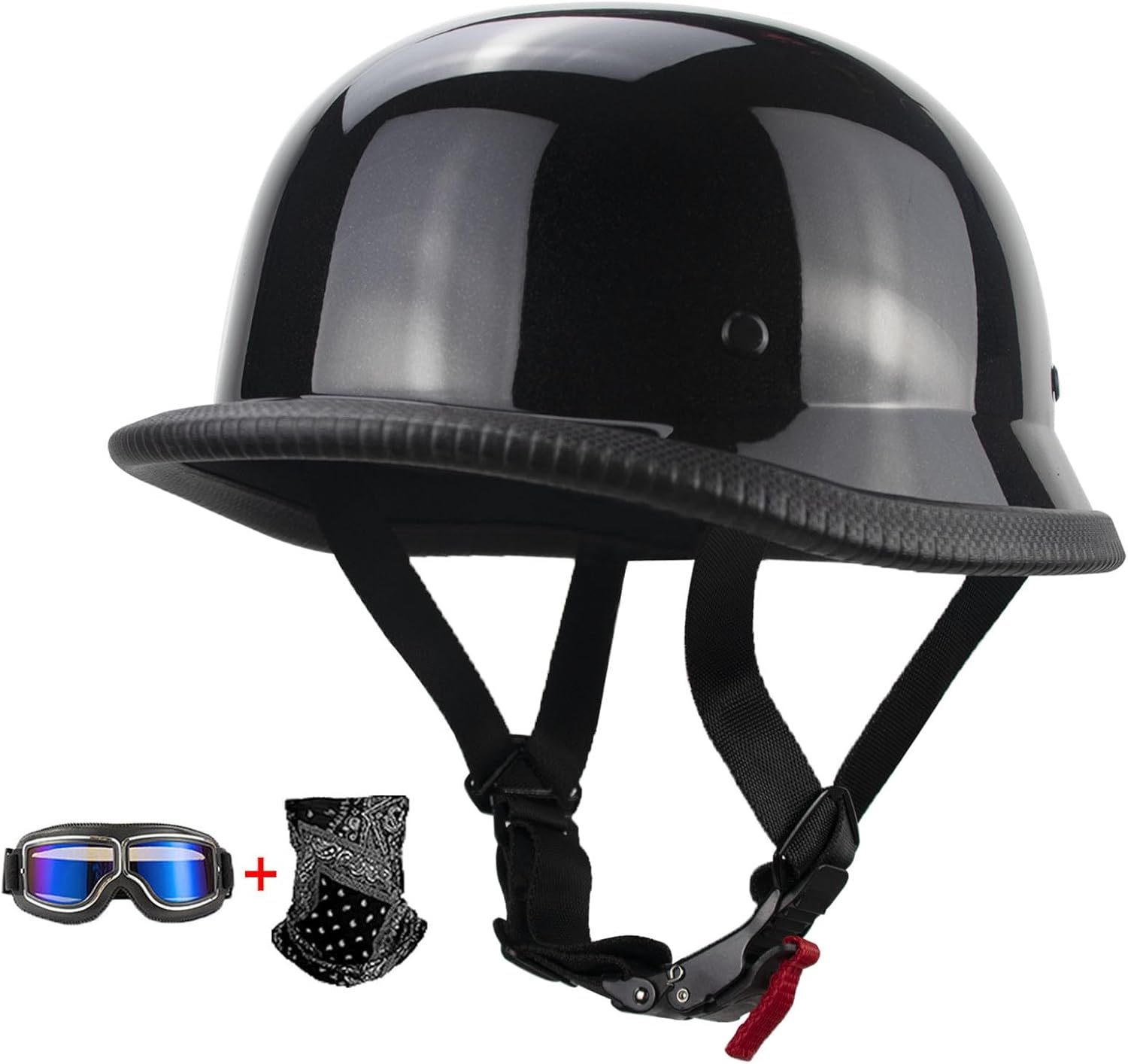 German Style Motorcycle Helmet Thin Skull Cap Half for Adult Men Women（Including Goggles and mask） Retro for Cruiser Scooter DOT Approve Novelty Half Shell Helmet Retro Face for Chopper