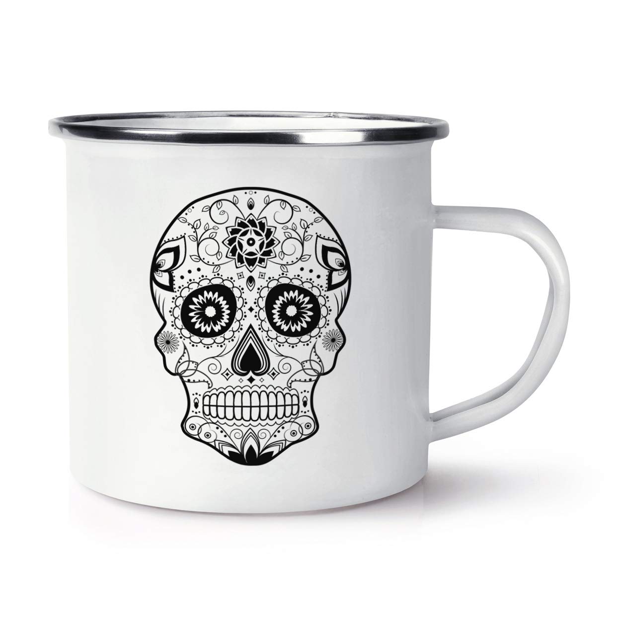 Black Sugar Skull Retro Enamel Mug Cup