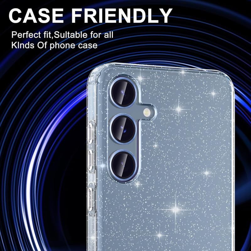 Image of Skinomi Camera Lens Protector Compatible with Samsung Galaxy S25 plus 5G [Anti-Scratch] Premium Tempered Glass Film Aluminum Alloy Lens Ring Cover - Sierra Blue