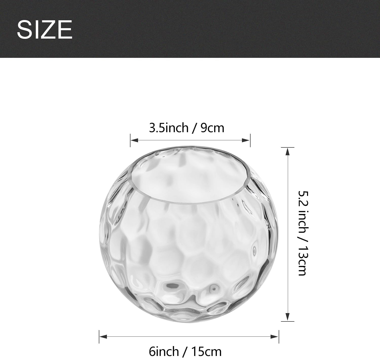 3 Pack Fixture Replacement Globe Shade, 6 Inch Diameter, E26 Base 1-5/8 Inch Fitter, Glass Globe Lampshade Cover for Pendant Wall Sconce Chandelier Vanity Light (3 Pack 6 Inch Clear Seeded Glass)