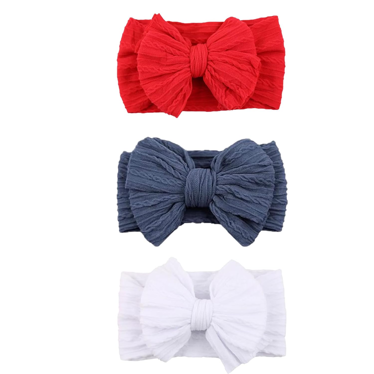Baby Bows Headbands Nylon Hairbands Baby Girl Bows Hair Accessories for Infant Toddler Essentials (Red Blue White, mid) Baby Bows Headbands Nylon Hairbands Baby Girl Bows Hair Accessories for Infant Toddler Essentials (Red Blue White, mid)