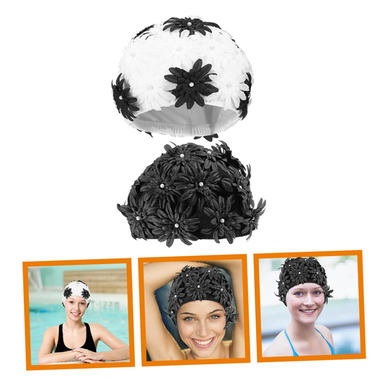 Abaodam Tapa De Natación De Flores Impermeable Proteccion Mujer Adulto Vistoso Reutilizable Tela Gorras De Natación Piscina Nadar Sombreros De Natación Largo Brocado