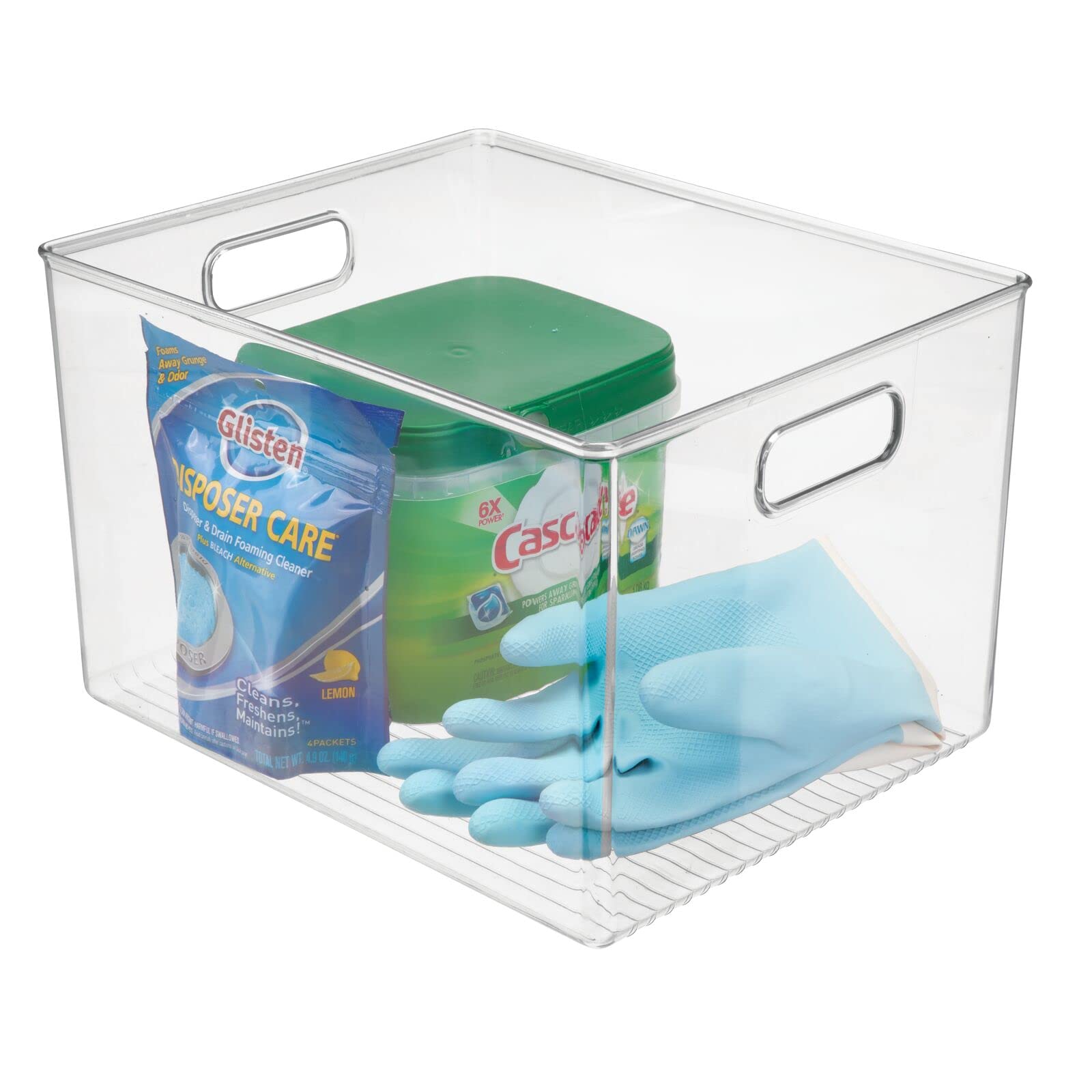 mDesign 2er-Set Aufbewahrungsbox mit Griffen – hohe Kühlschrankbox zur Lebensmittelaufbewahrung – Ablage aus Kunststoff für den Küchen- oder Kühlschrank – durchsichtig