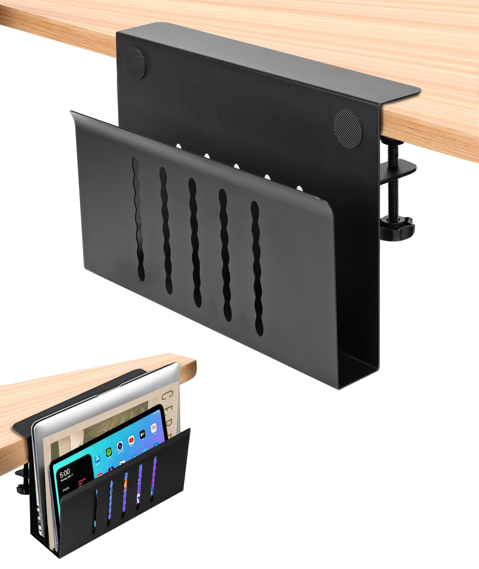 Torchesy Laptop Stand Vertical Under Desk Storage Under Desk Laptop Mount Desk Side Storage for All Laptops and Tablets Black Single Layer without Pen Holder