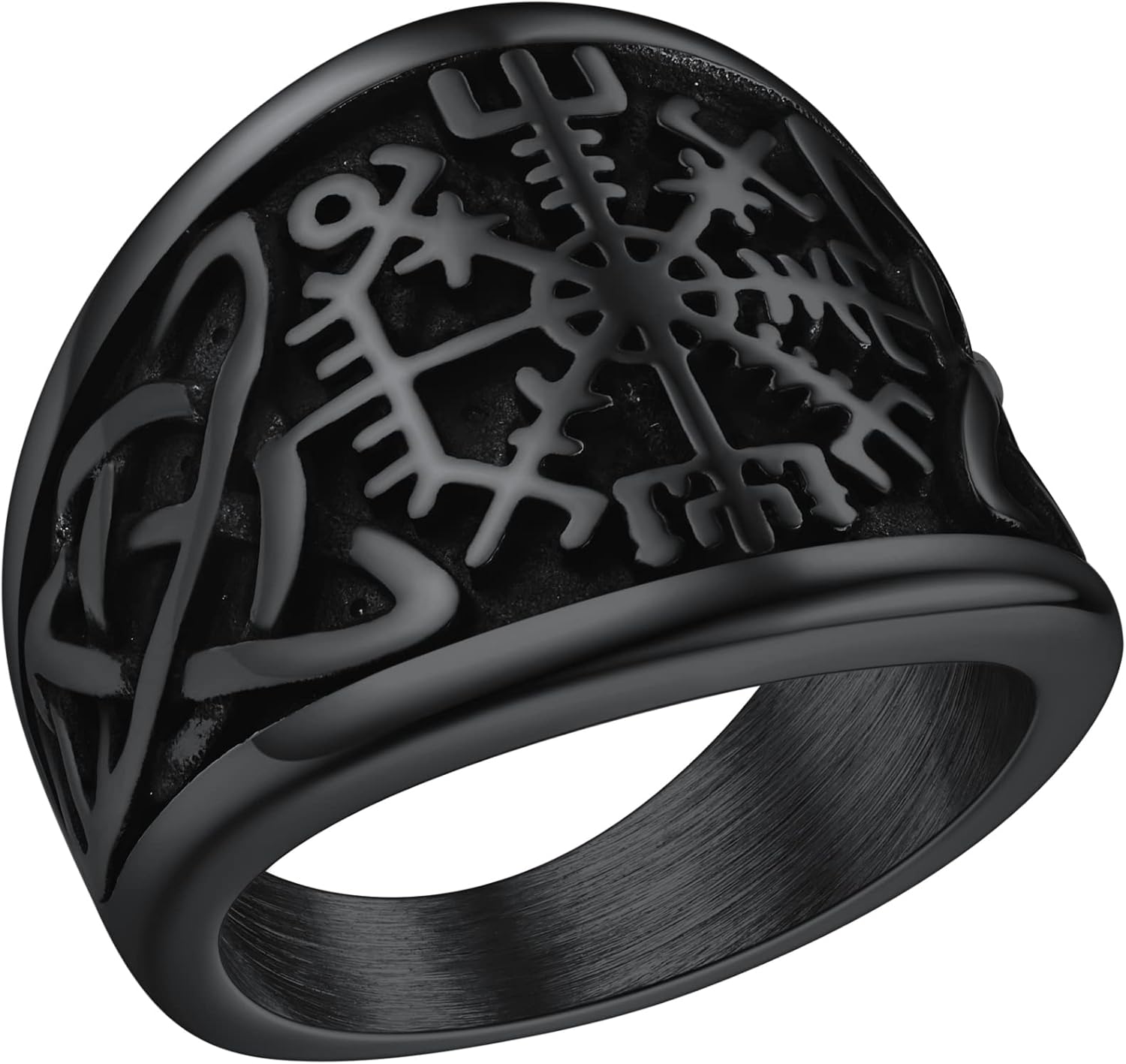 FaithHeart Viking Vegvisir Pirate Compass Rings, Stainless Steel/18K Gold Plated Norse Symbol Vintage Jewelry Personalized Custom