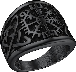 Viking Vegvisir Pirate Compass Rings, Stainless Steel/18K Gold Plated Norse Symbol Vintage Jewelry Personalized Custom