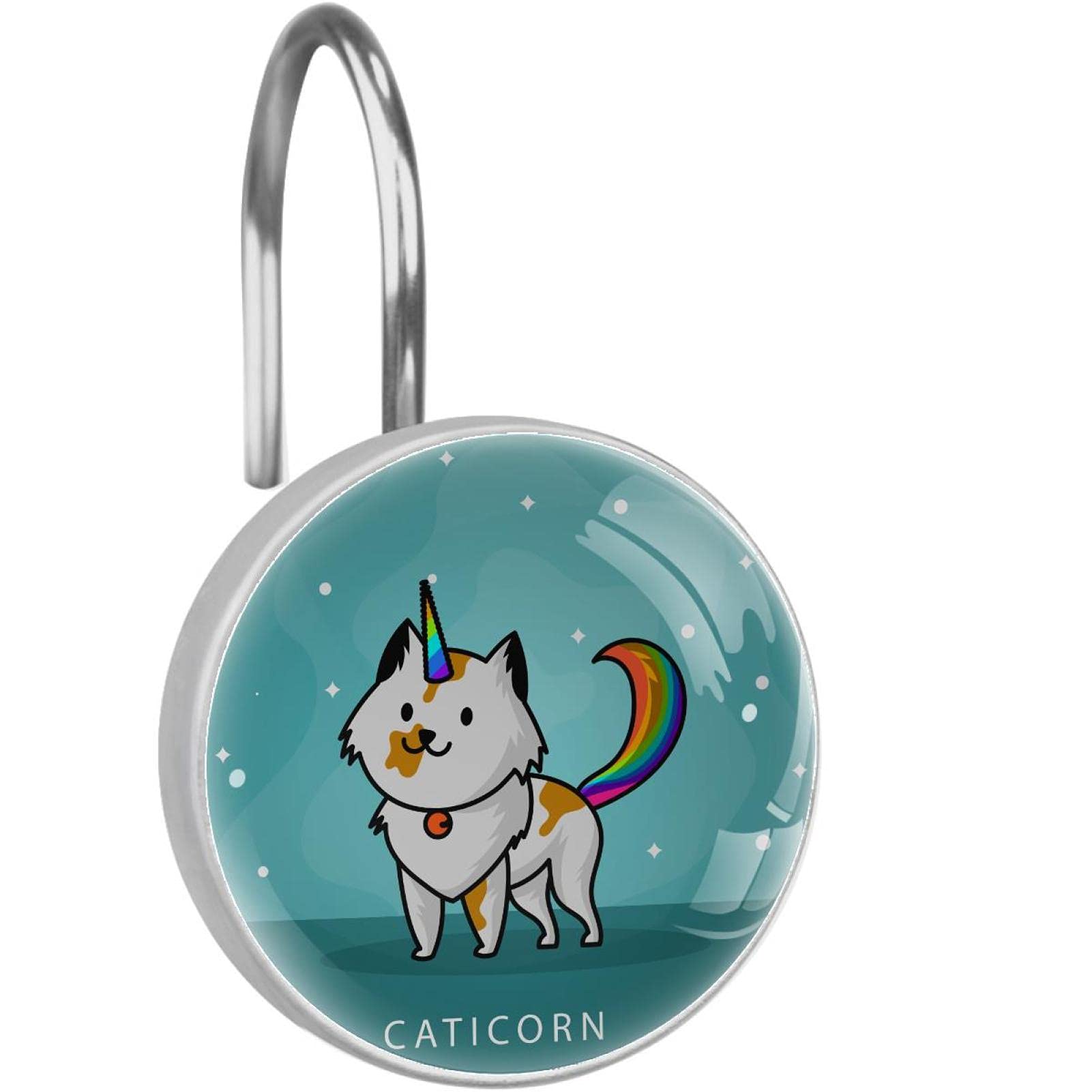 Crochets pour rideau de douche en acier inoxydable finition plate design chat et licorne