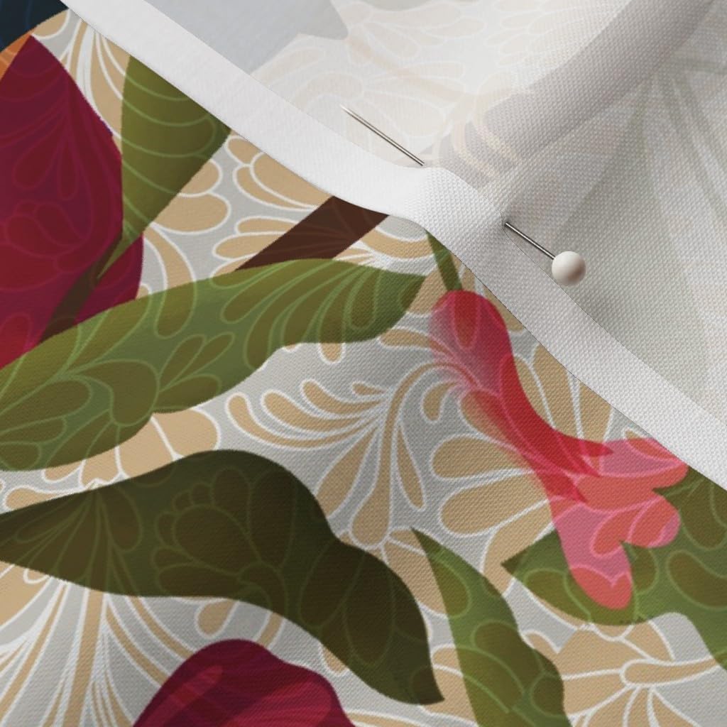 Spoonflower Fabric - Autumn Pomegranates with Chickadees Printed on Petal Signature Cotton Fabric by The Yard - Sewing Quilting Apparel Crafts Decor