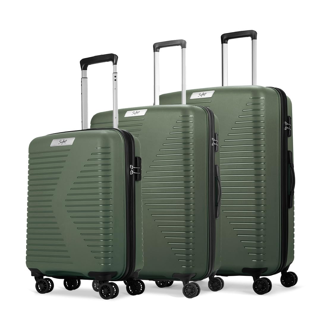 Skybags Medium Beat Pro Hardsided (55 cm+ 66 cm + 76cm) Pack of 3 Size (Small + +Large) Polypropylene(PP) 8 Spinner Wheels Olive Green Suitcase Sets