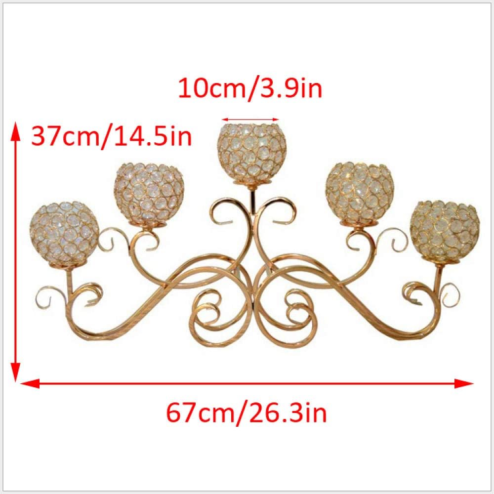 Metal Vintage Candelabra 5 Arm Candlebra Candlestick Gold Height 14.58in/37cm Candleholder