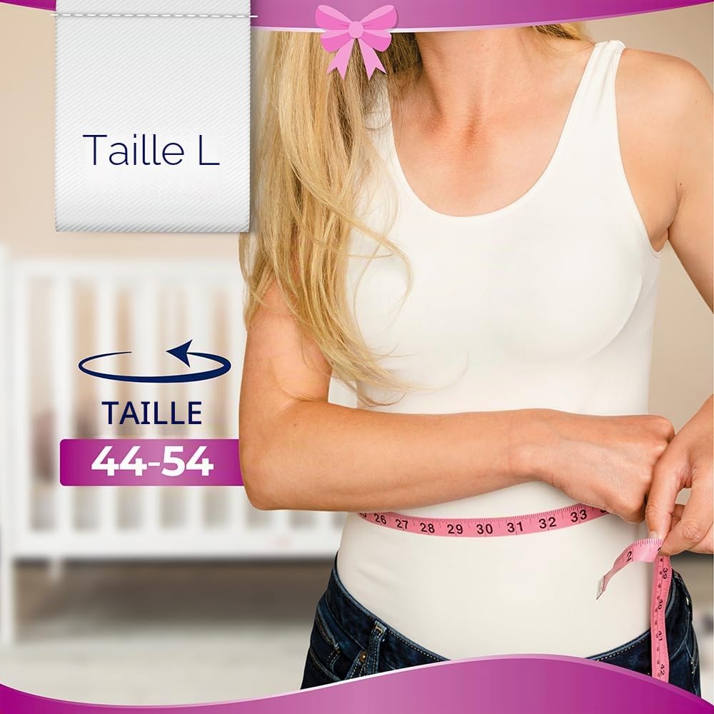 Lines Specialist Maternity Lot de 20 culottes absorbantes avec support d'abdomen et absorption rapide pour fuites post-accouchement, taille L