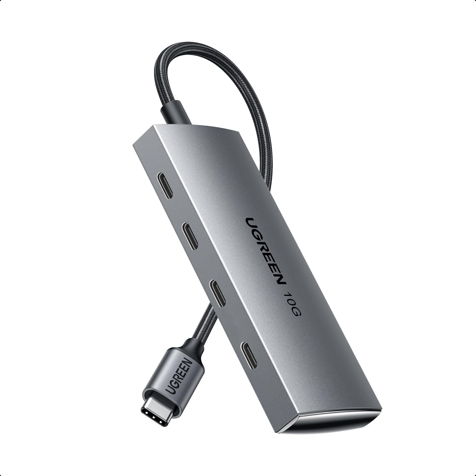 UGREEN 10Gbps USB C Hub, 4 Ports USB C 3.2 Gen 2 Hubs, Type-C Multiport Splitter Compatible with MacBook Pro 2021/2018, MacBook Air, iPad Pro 2022/2020/2018, iPad Mini 6 and iPhone 15/16/17, etc