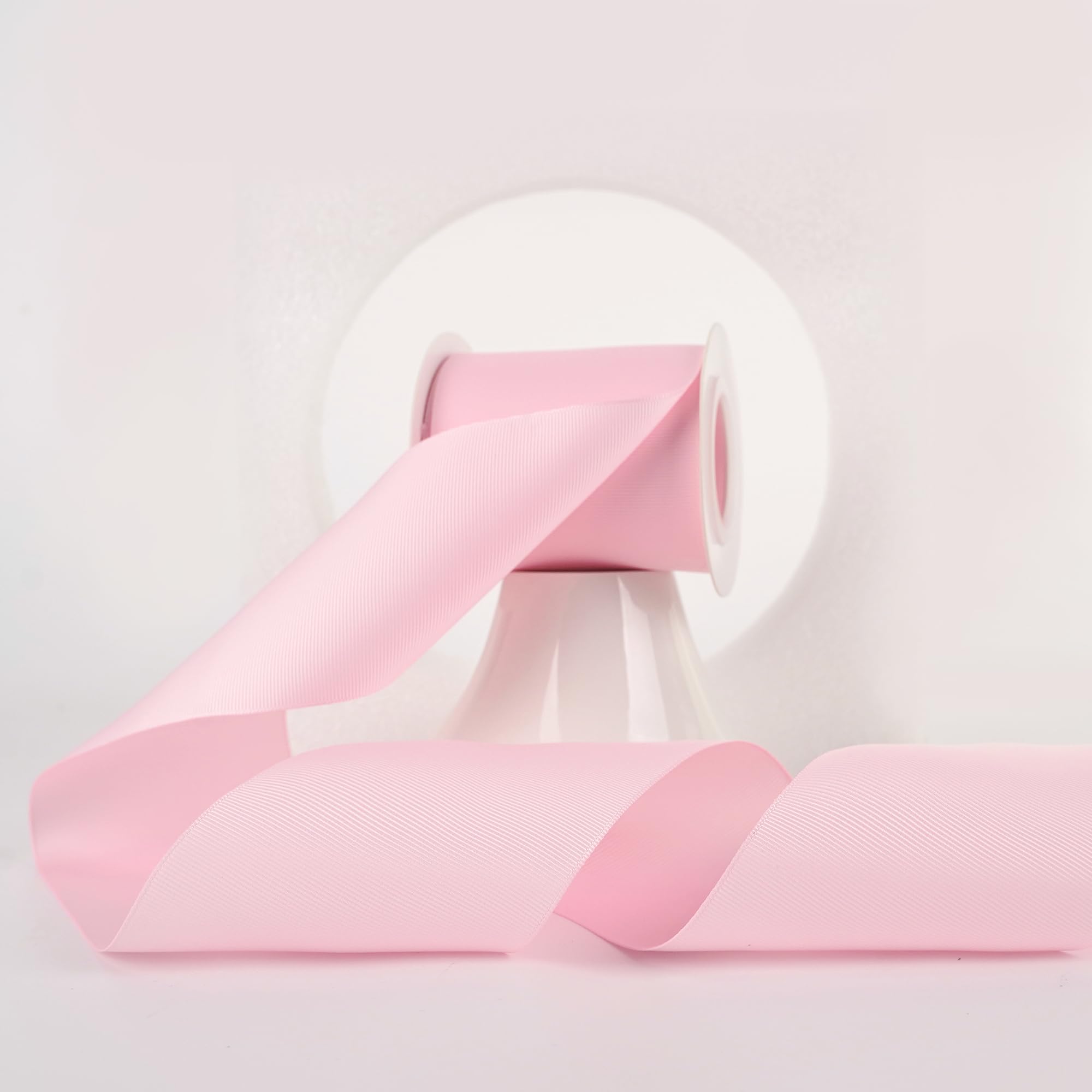 MEEDEE Pink Grosgrain Ribbon 3 Inch Grosgrain Hair Ribbons 10 Yards Per Roll Light Pink Baby Shower Ribbon for Cheer Bow, Hair Bow Supplies Wide