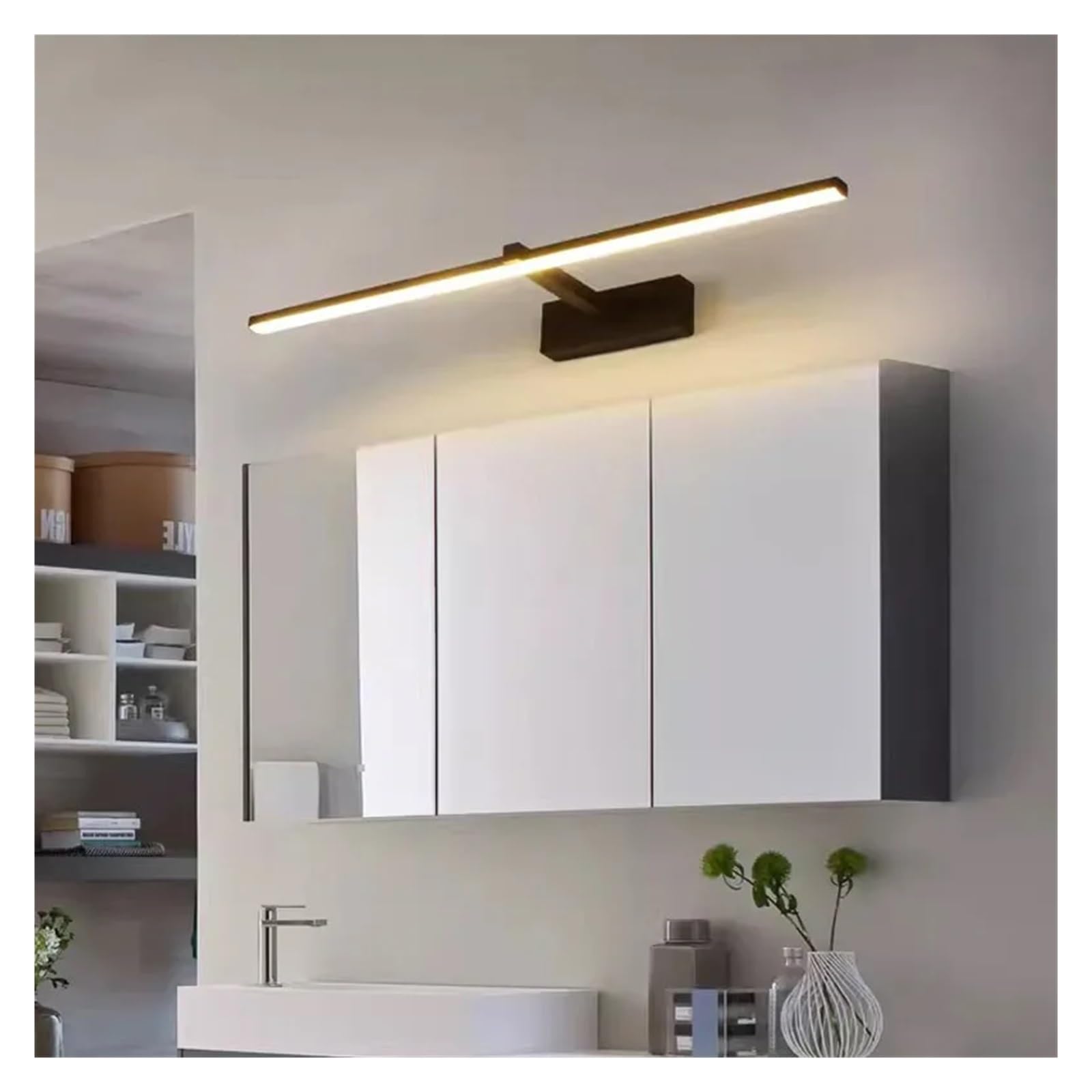Bildlicht LED-Spiegelleuchten, Wandleuchten, Badezimmer, wasserdicht, weiß, schwarz, flache LED-Lampe, moderne Innenwandleuchte, Badezimmerbeleuchtung, Make-up Das Licht ist weich und nicht blendend(N