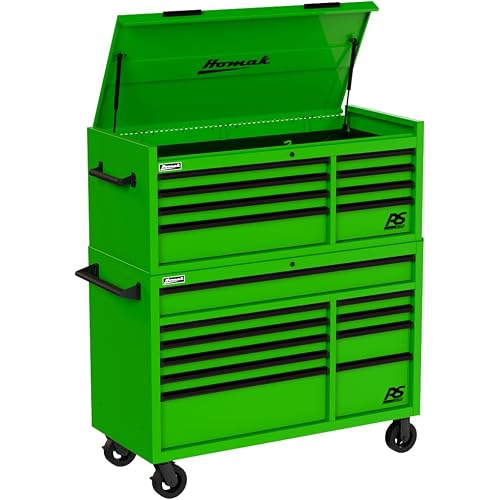 Homak 54" RS Pro Combo Rolling Cabinet, Hutch or Top Chest, 54" W x 24" D x 72" H (Lime Green, Tool Chest)