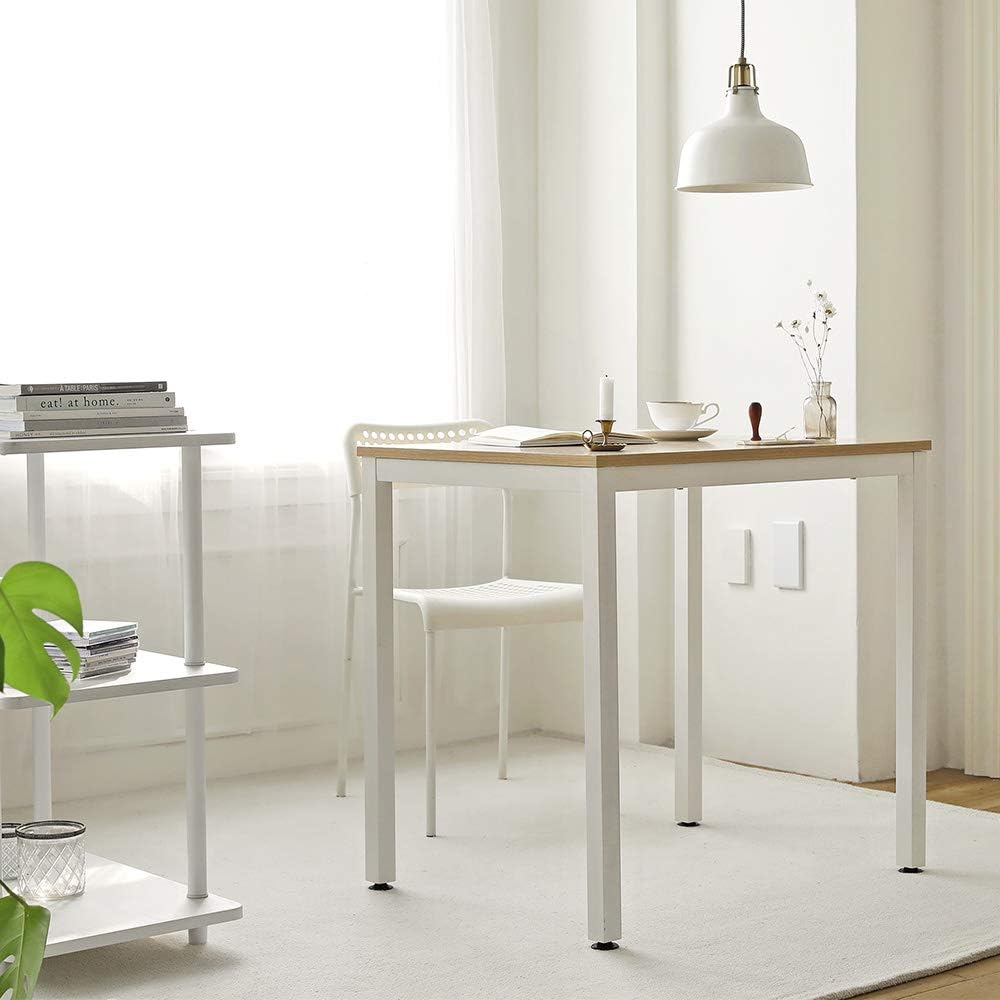 Roomnhome Bistro Table/Bar Table, 31.5"/47'' Dining, Solid Metal Frame, Sturdy Table/Bar Table with MDF Top with 29.5" / 33'' Height (Indoor Use Recommended) (Bar Table/Brown): Furniture & Decor