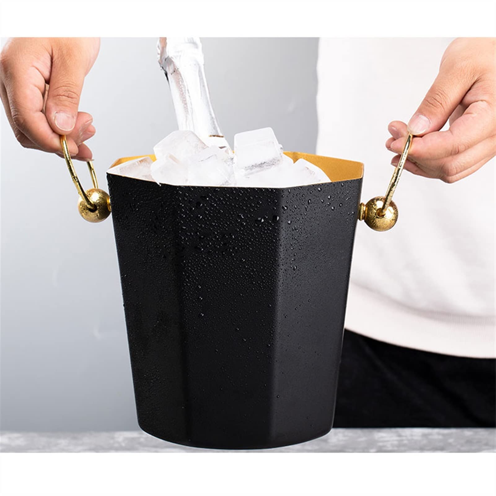 TOMYEUS Eiskübel Achteckige Ei-Eimer-Container-Edelstahl-Champagner-Wein-EIS-Eimer hält EIS kalt for Home-Bar, die Bier und Wein kühlen Weinkühler & Sektkühler (Color : A)