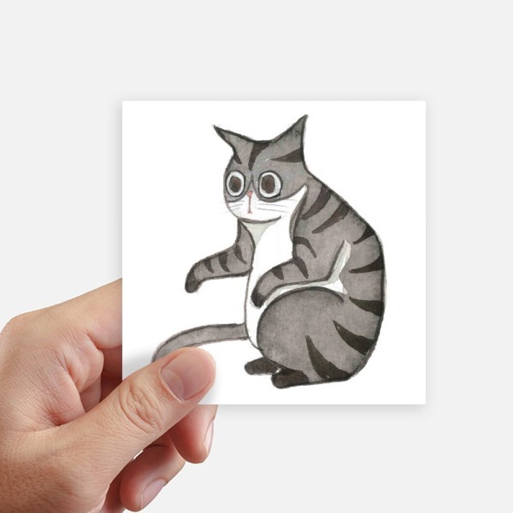 Autocollant carré chat Dragon-Li aquarelle 10cm lot de 8 stickers
