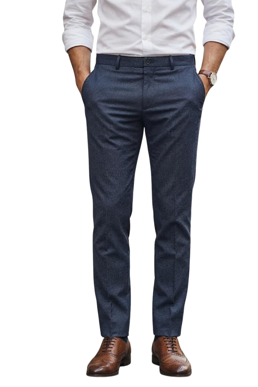 louis philippe Men's Easy to Iron Slim fit Textured Formal Trouser-picture-34
