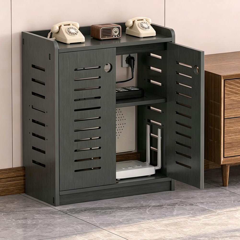 Meuble routeur Wi-Fi discret pour cacher les box dans le couloir