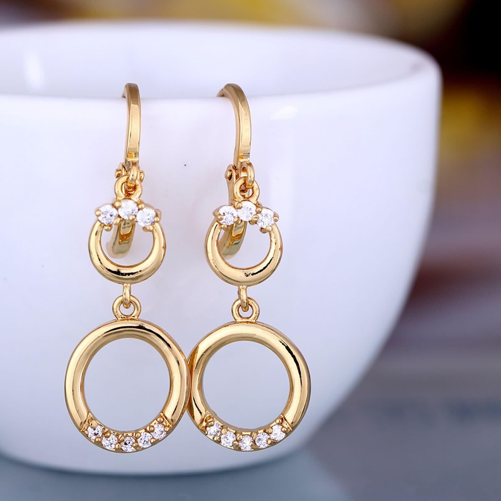 AMDXD Pendientes de oro de 9 quilates para mujer, joyas de oro auténtico, pendientes de aro huecos, con moissanita, Au 375, pequeños