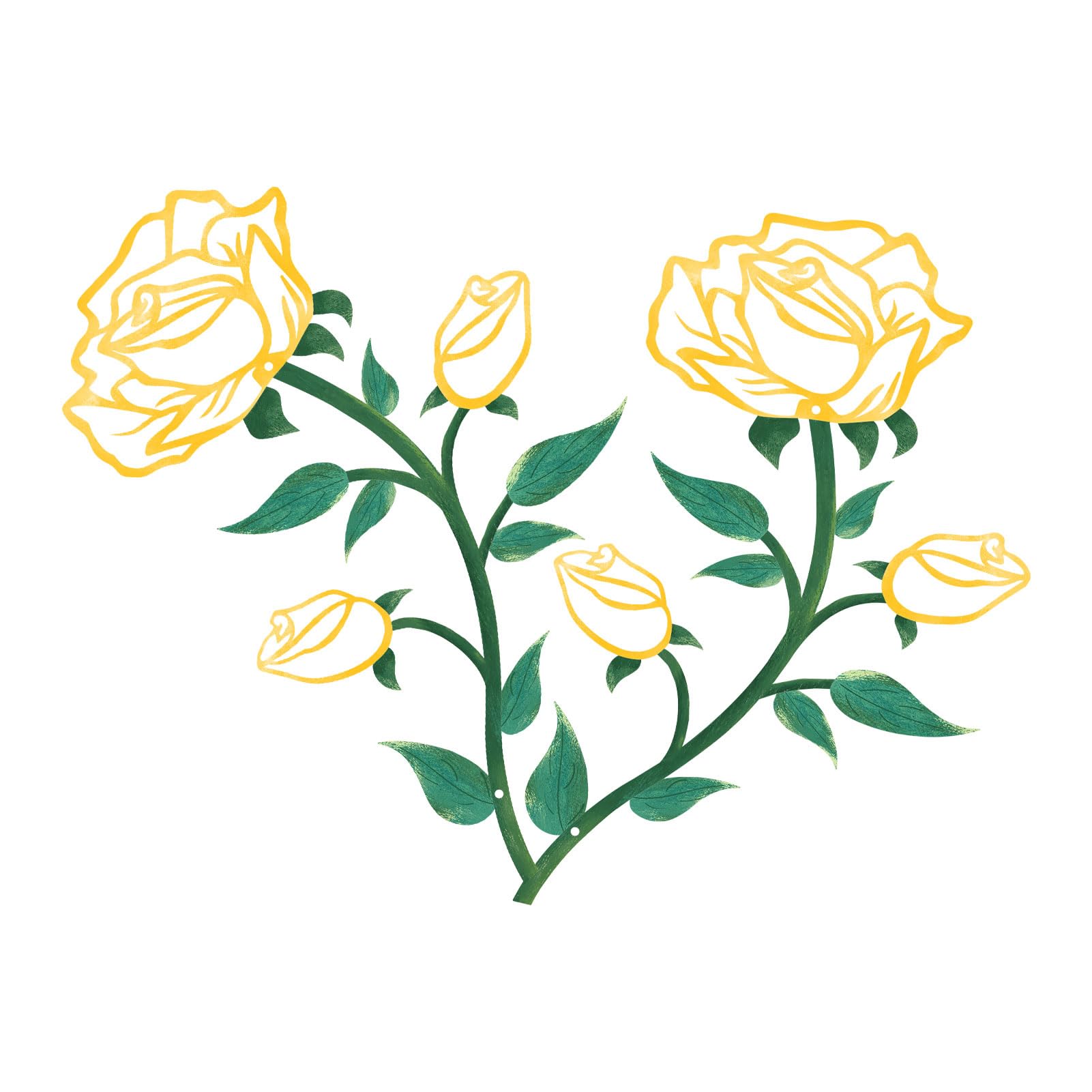 ESTART Große Rosen-Wanddekoration, 38,1 cm hoch, gelbe Rose, Metall-Wandkunst, Valentinstag, Ornament, Wandbehang für Zuhause, Wohnzimmer, Schlafzimmer, Büro, Innen- und Außenbereich (2 Stück