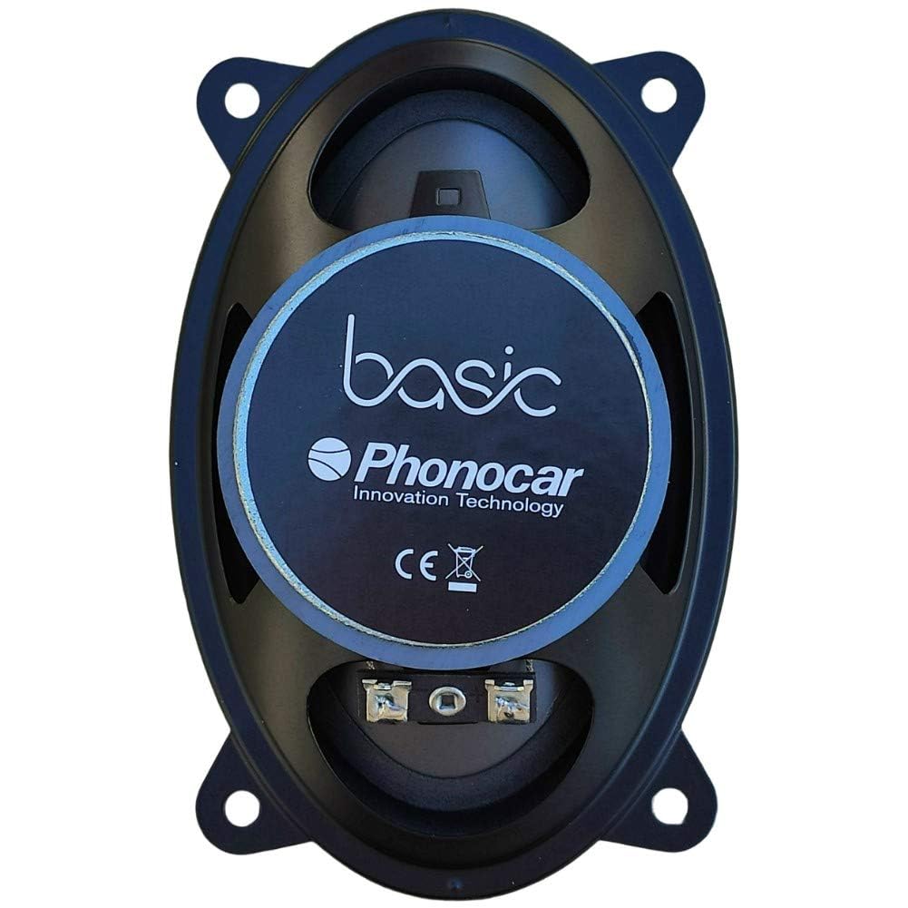 KIT SET PER PHONOCAR BASIC 66021 2 altoparlanti coassiali a 2 vie, 4" x 6" 9,00 x 15,00 cm 90 x 150 mm, 30 watt rms 60 watt max, 4 ohm, 90 db neri, a coppia
