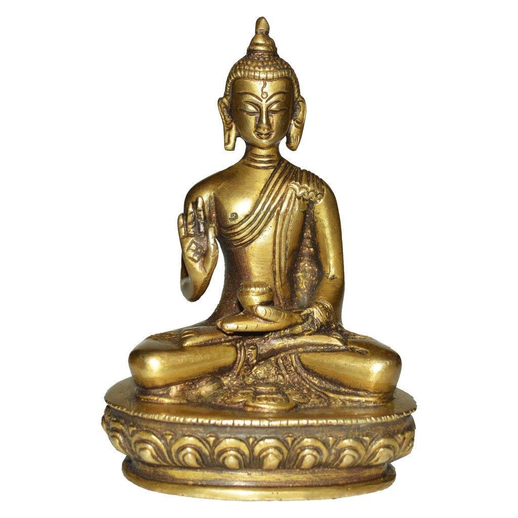 Statue de Bouddha en laiton Devyom en forme de bénédiction taille standard