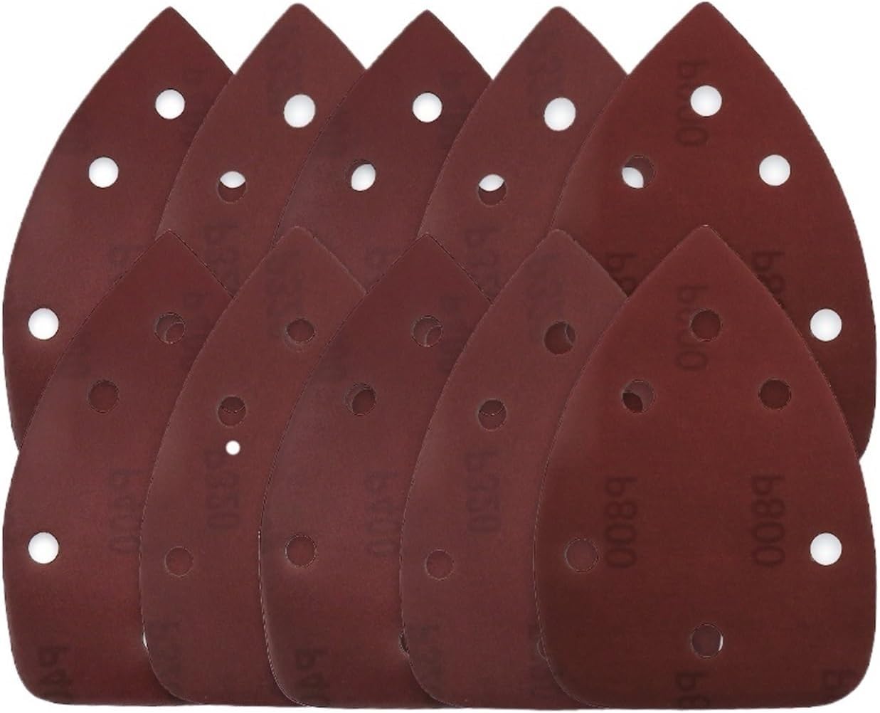 Sanding Pads, 10pcs 140 * 90 Self-Adhesive 6 Holes Sanding Paper Triangle Sandpaper with Hook Loop Sanding Disc Abrasive Tools Polishing for Wood Furniture(100)