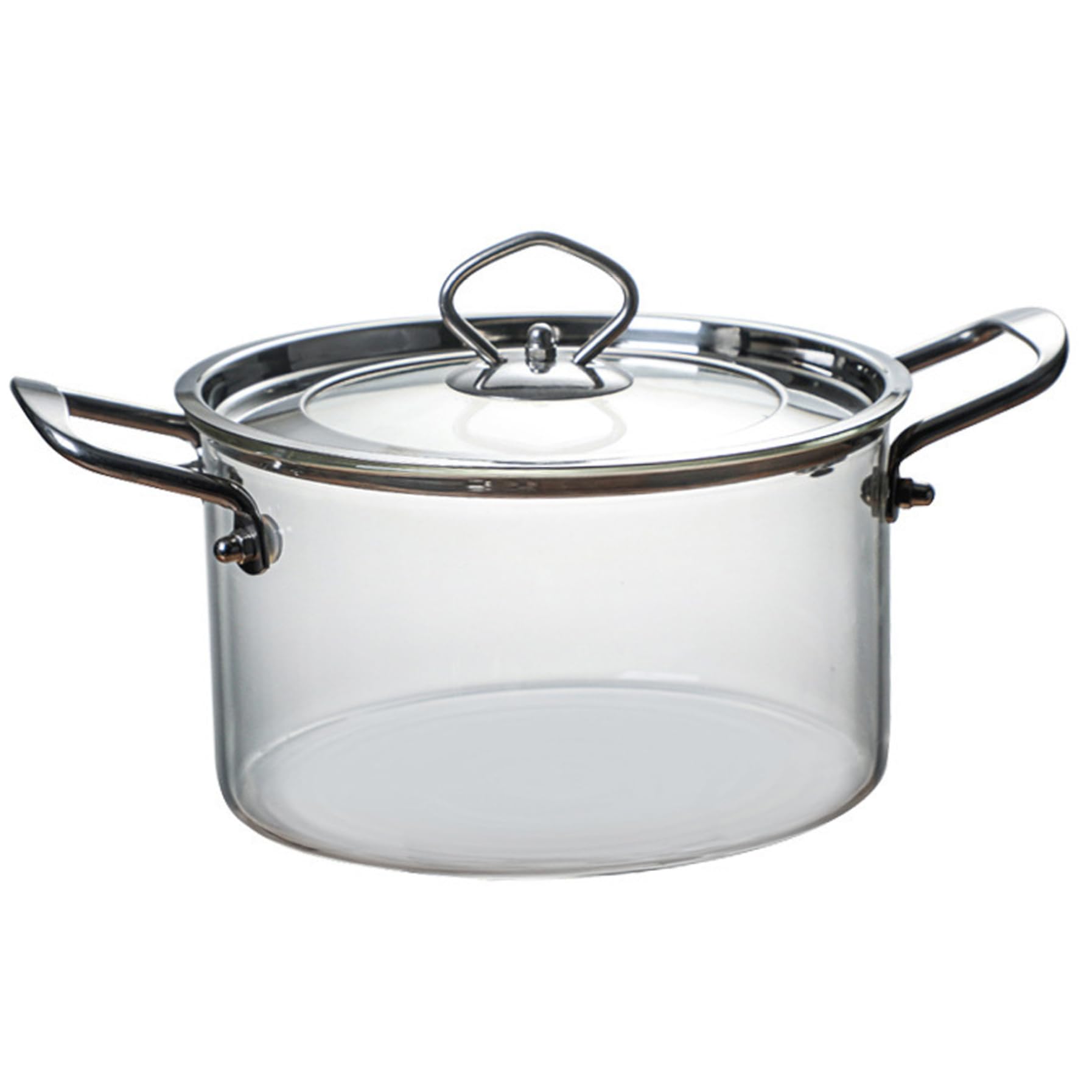 Olla de vidrio de 3,5L para estufa con tapa y asas de sopa y pasta