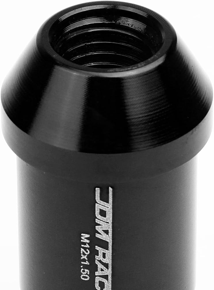 DNA MOTORING LN-ZTL-9024-15-BK Black Open End Style M12 x 1.5 Wheel Lug Nuts w/Lock Key, 25mm OD/ 50mm Height, 20 Pack