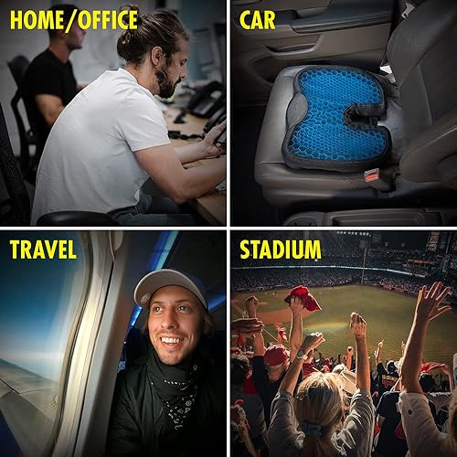 Miniatura 16 de HEALTHMATE Cómodo cojín de gel para sentarse durante mucho tiempo para aliviar el dolor de espalda, ciática y coxis, para silla de oficina