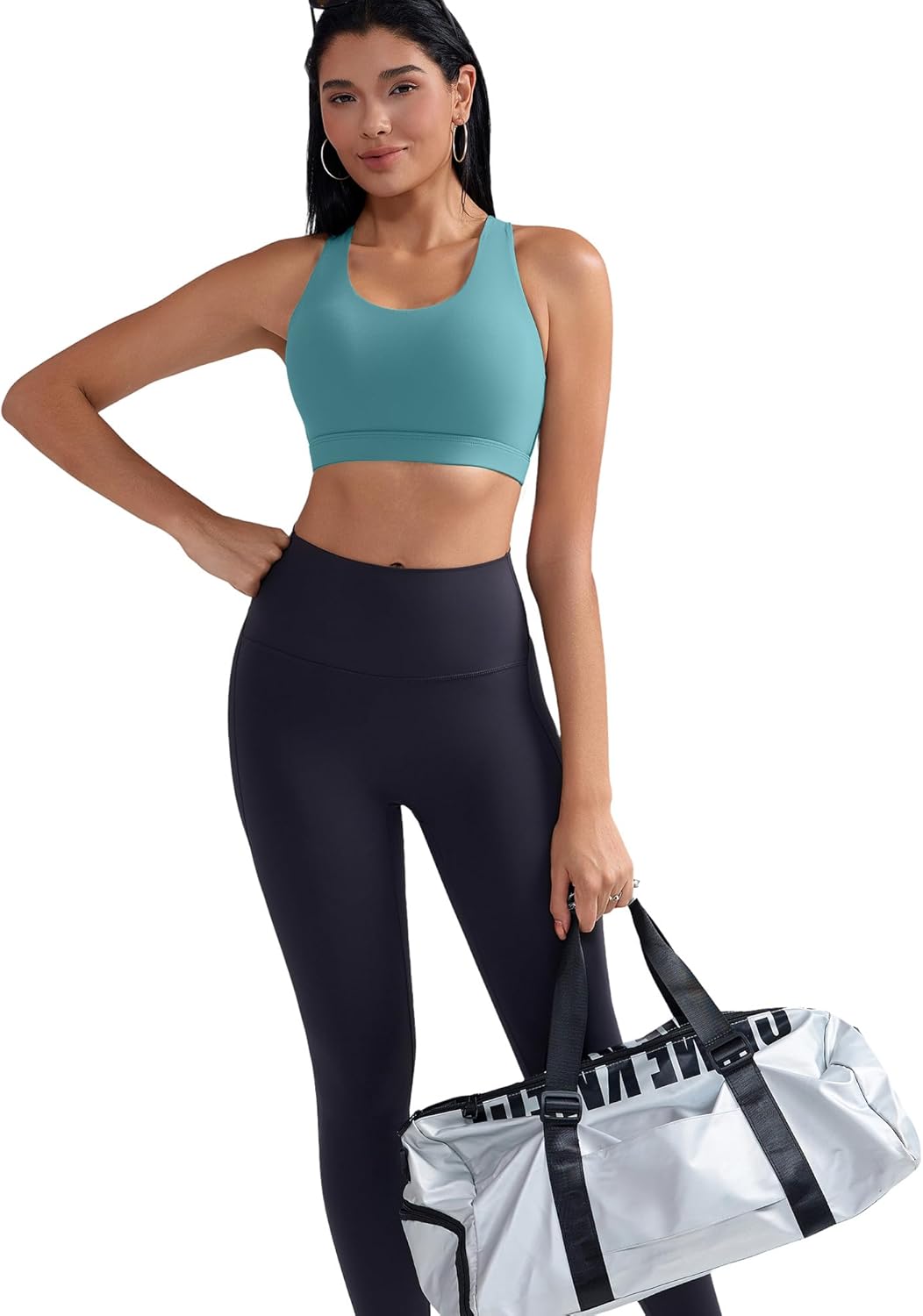 RUNNING GIRL Sports Bra for Women, Criss-Cross Back Padded Strappy Sports Bras Medium Support Yoga Bra with Removable Cups Small A-blue image 7 of 9 B07X7TCC7H