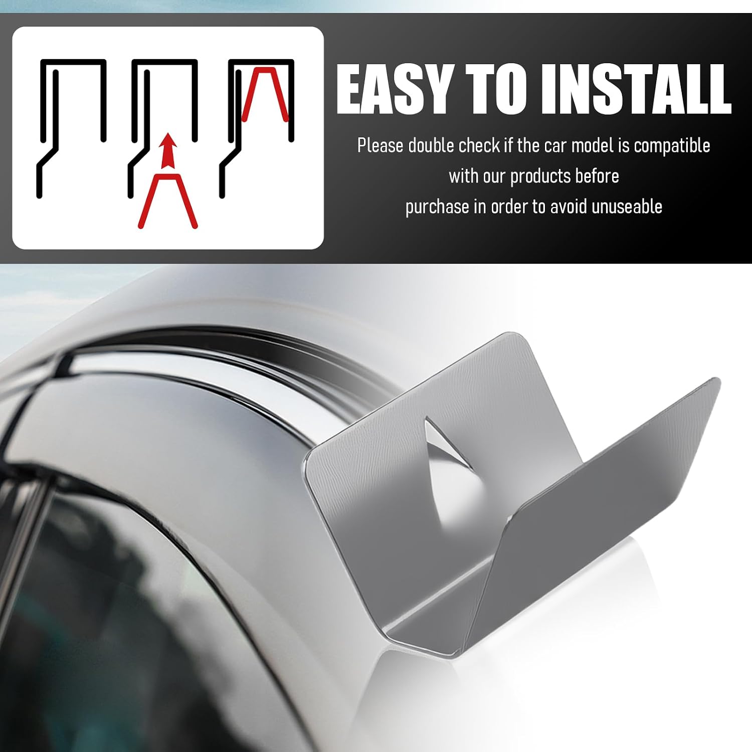 Rain Guards for Car Windows Clips 12PCS,Wind & Rain Resistant Car Window Wind Deflectors Clips Stainless Steel,Rains Deflectors for Cars Windows Clip Compatible with G3 Sned HEKO