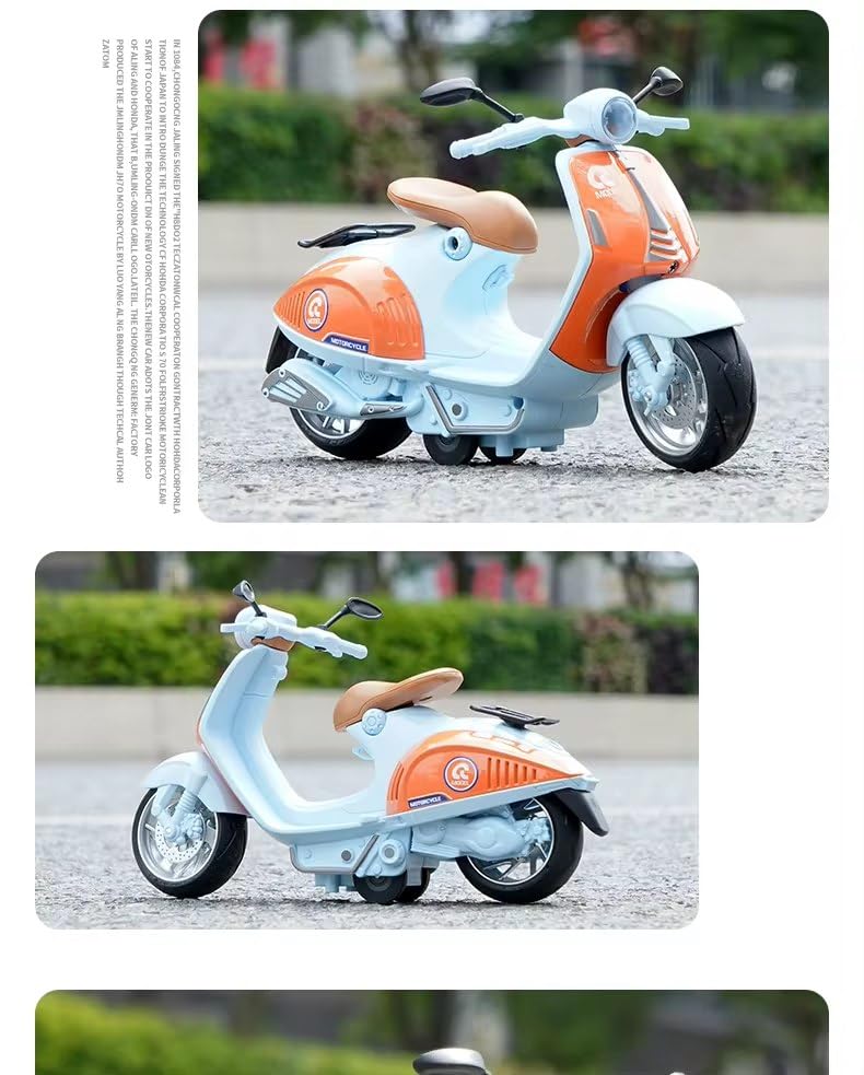 Image of FEXXA Police Motorcycle Toy - Pull Back Motorcycle Toys, Tiny Gift with Music Lighting, Latte Motorcycles Toy for Kids Boys Age 3-8 Year Old [Multicolor] (Little Bike-Blue)