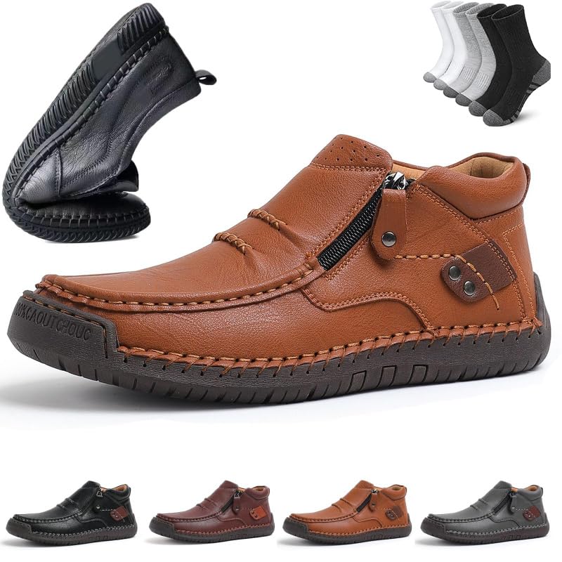 The First Young Men’s Driving Boots, Handmade Premium Leather Slip-On, Travel & Outdoor Driving Shoes for Men