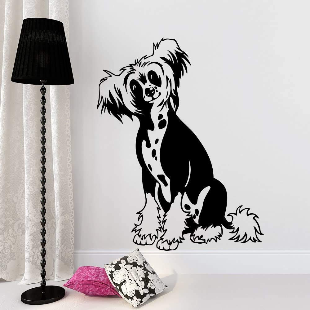 KAIYUANS Stickers muraux de chien chinoiseren crête de plumeux”， convient pour chambre à coucher, salon ou animalerie, Stickers muraux en vinyle amovible pour la décoration d'habitation42x59cm