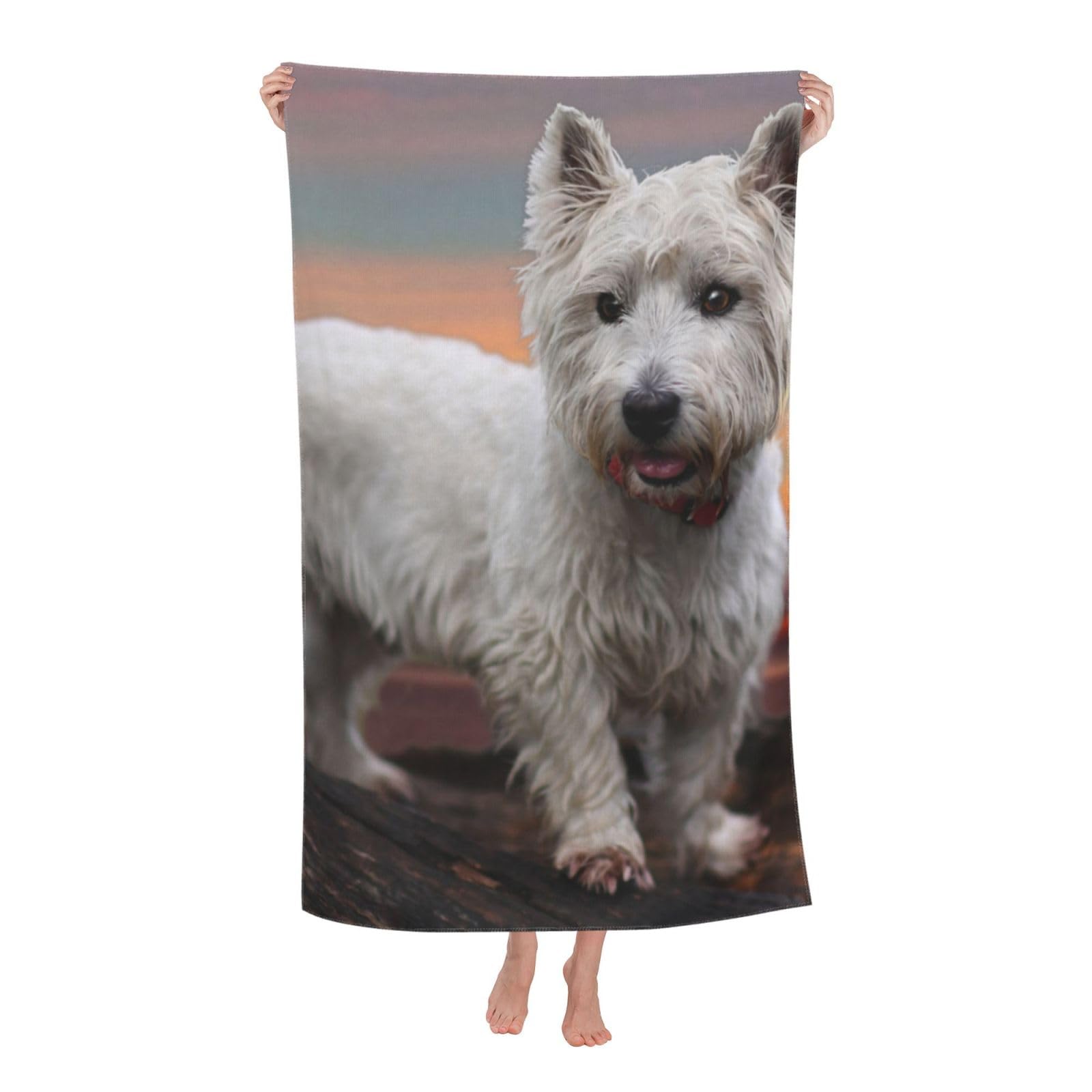 HYUNDP West Highland White Terrier Dogs MountainMicrofiber Beach Towels Bulk, Sand Free Quick Dry Beach Towel for Adults 30"x 2030"