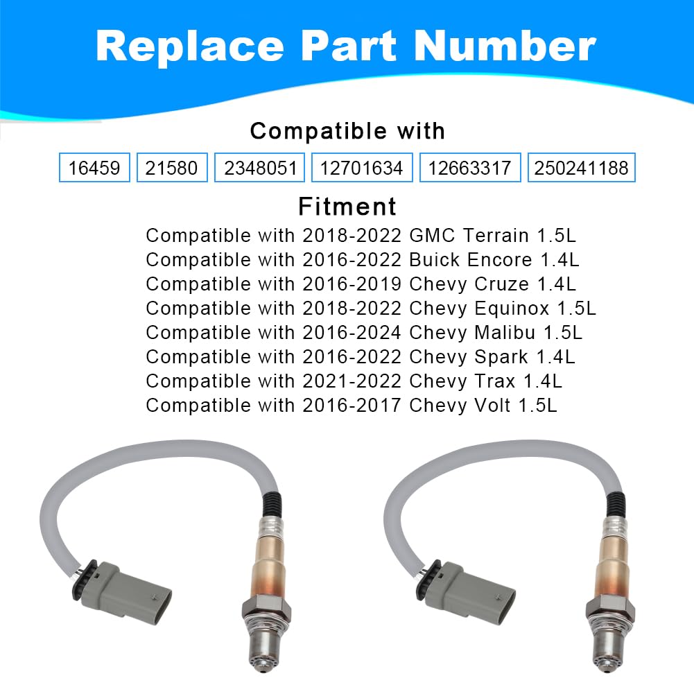 JDMON 2PCS O2 Oxygen Sensor Upstream Downstream Replacement for Buick Encore 1.4L, Chevy Equinox, Malibu, GMC Terrain 1.5L 2016-2022 Compatible with 2348051, 12701634