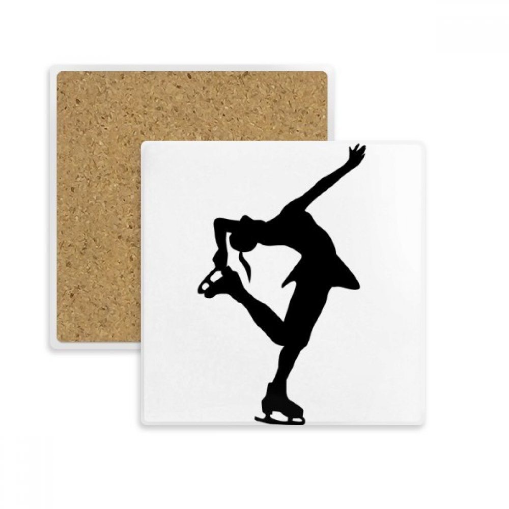 Sous-verre pierre absorbante silhouette danseuse patinage multicolore